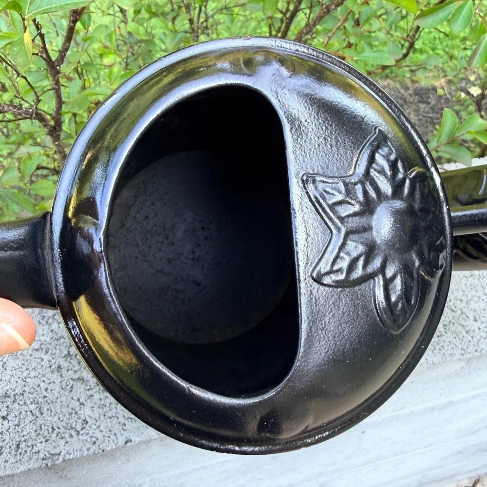 MacKenzie-Childs Black Metal Sunflower Watering‎ Can Embossed Floral *READ*